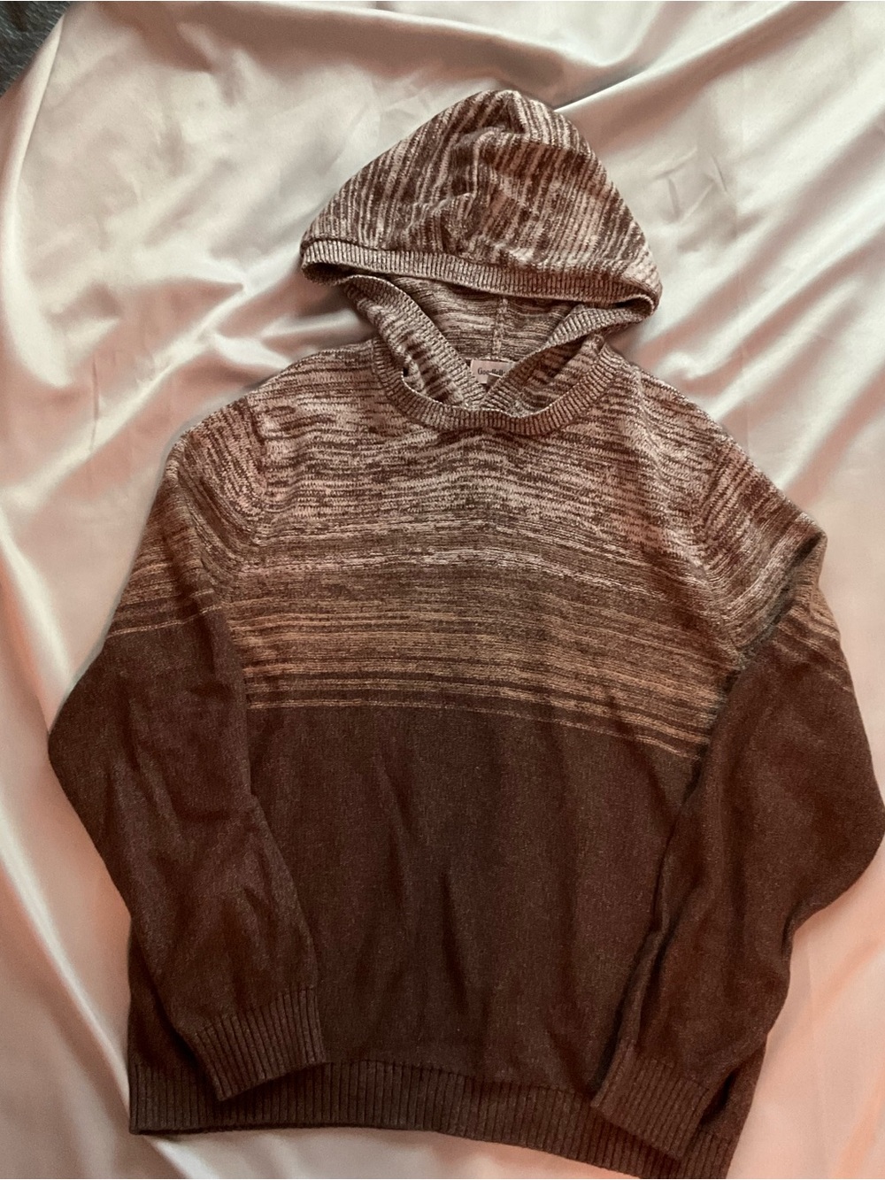 Men's Hooded Crewneck Sweater — Brown Ombre